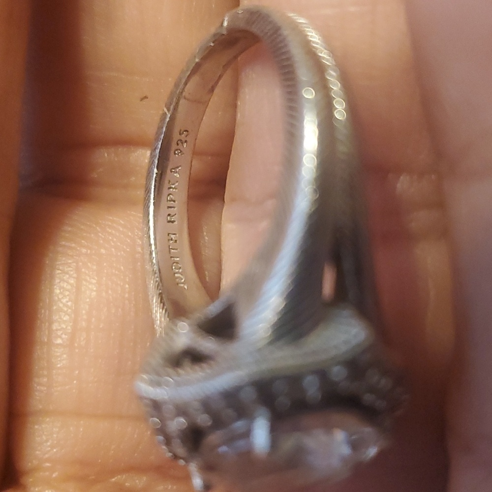 Vintage Judith Ripka Sterling Silver 4 point halo CZ engagement ring 8-8.5 - Picture 8 of 11